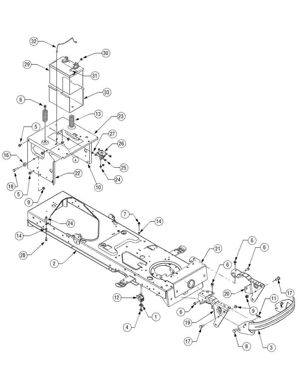 Frame Diagram and Parts List for LT1040 13AX10CG709-13AX10CG710-13BX10CG710 Cub Cadet Lawn Tractor